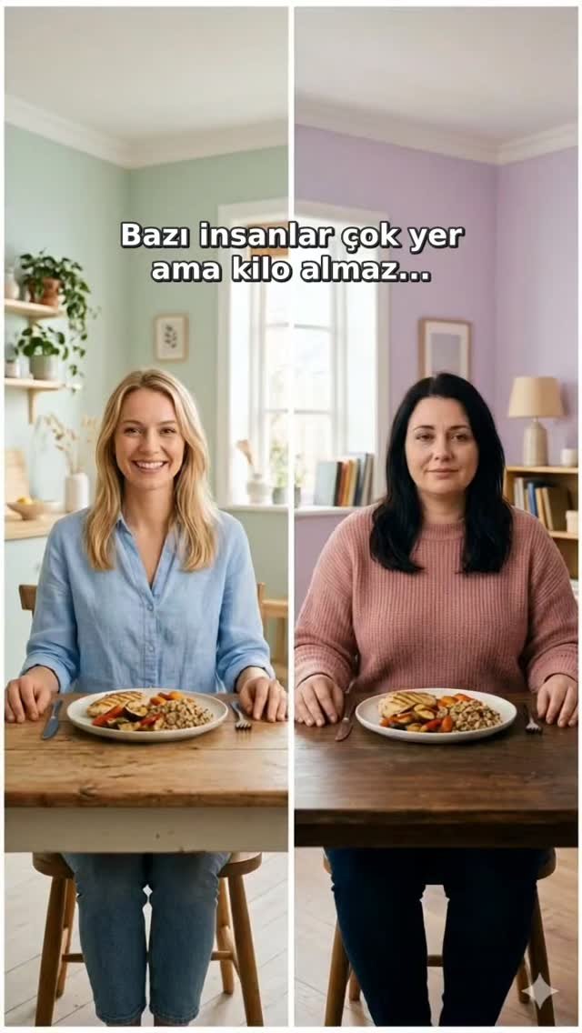 “Az yiyorum ama yine de kilo alıyorum.” 
Bu cümleyi çok sık duyuyoruz. 
Bir yandan da “çok yiyor ama hiç kilo almıyor” dediğimiz insanlar var. 

Peki neden?

Çünkü her insanın bedensel yapısı aynı değ